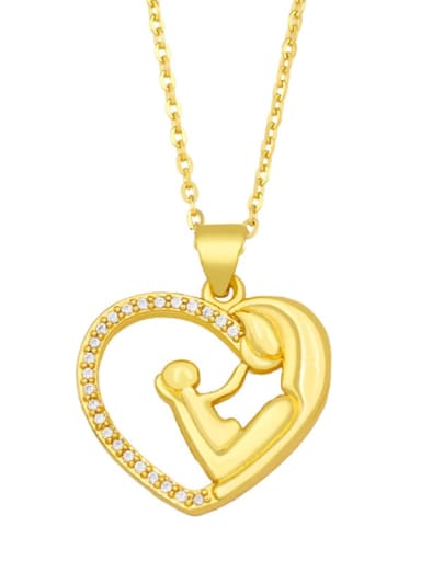 Brass Cubic Zirconia Hollow Heart Vintage Necklace