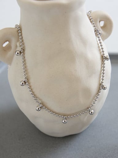 custom 925 Sterling Silver Simple Geometric Round Bead Anklet