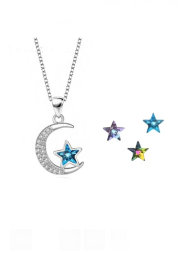 925 Sterling Silver Austrian Crystal Moon Classic Necklace
