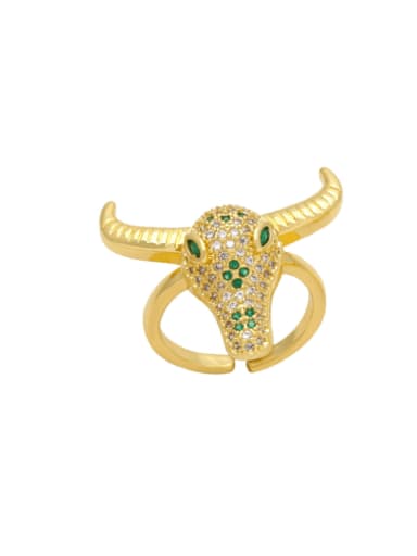 green Brass Cubic Zirconia Animal Trend Band Ring