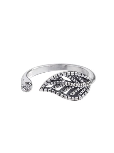 925 Sterling Silver Tree Vintage Hollow Leaf Band Ring