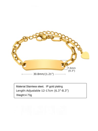BR 1352G, size 12+ 5cm Titanium Steel Geometric Minimalist Link Hollow Chain Bracelet