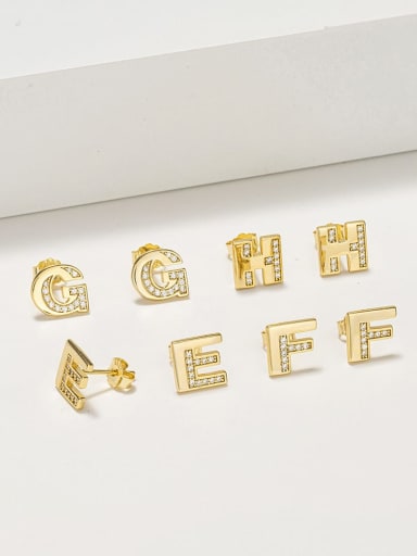 925 Sterling Silver Cubic Zirconia Letter Minimalist Earrings