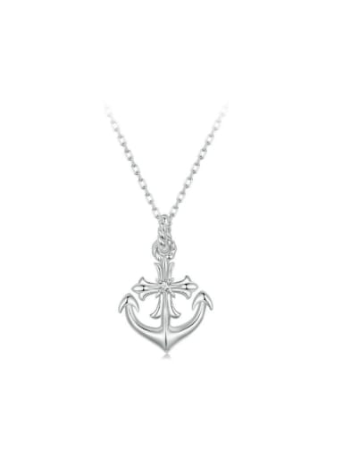 925 Sterling Silver Cubic Zirconia Anchor Dainty Necklace