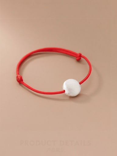 custom 925 Sterling Silver Ball Minimalist Adjustable Red Rope Bracelet