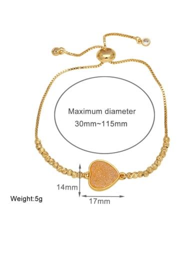 orange Brass Heart Vintage Adjustable Bracelet