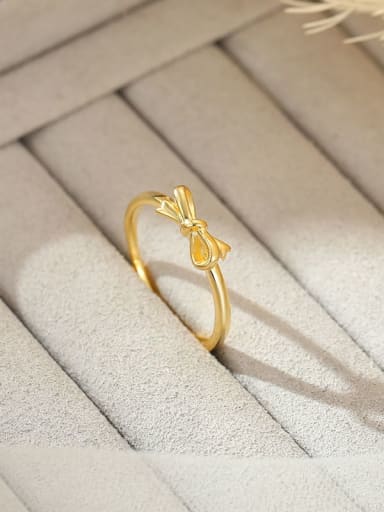 RS1041 ? Gold ? 925 Sterling Silver Bowknot Minimalist Band Ring