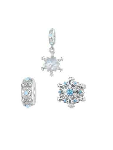 925 Sterling Silver Cubic Zirconia Classic Christmas  Snowflake Pendant