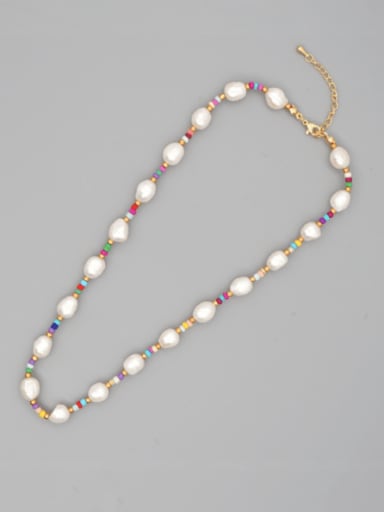 Freshwater Pearl Multi Color Miyuki Beads Pure Handmade Necklace