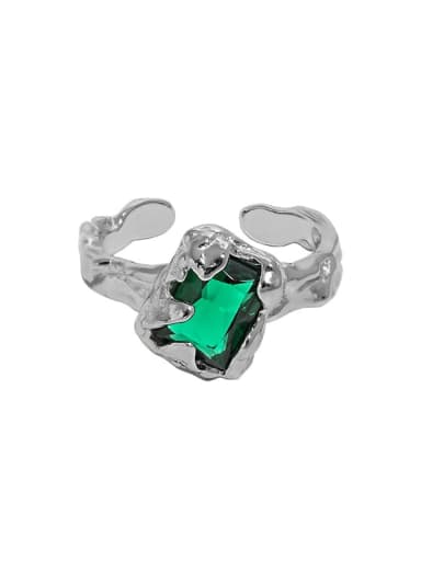 Jlb0037  green stone 925 Sterling Silver Cubic Zirconia Geometric Vintage Band Ring