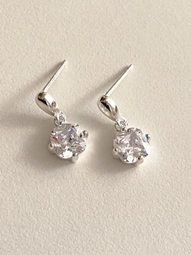 925 Sterling Silver Cubic Zirconia Geometric Vintage Drop Earring