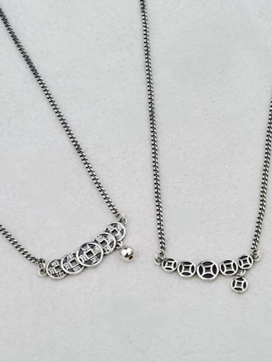 Vintage Sterling Silver With Gun Plated Vintage Round Necklaces