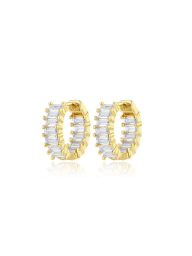 E23060301 18K gold Brass Cubic Zirconia Geometric Minimalist Huggie Earring