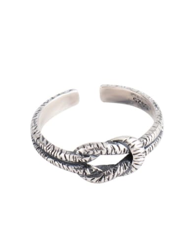925 Sterling Silver Geometric Knot Vintage Band Ring