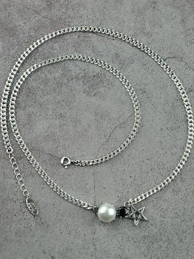 Vintage  Sterling Silver With Antique Silver Plated Simplistic Star Power Necklaces
