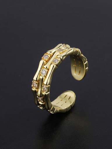 B Brass Cubic Zirconia Geometric Hip Hop Stackable Ring