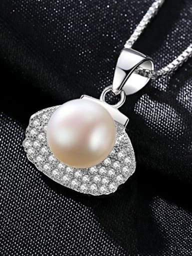 White 5B01 925 Sterling Silver Freshwater Pearl multi color fashion Shaped Pendant Necklace