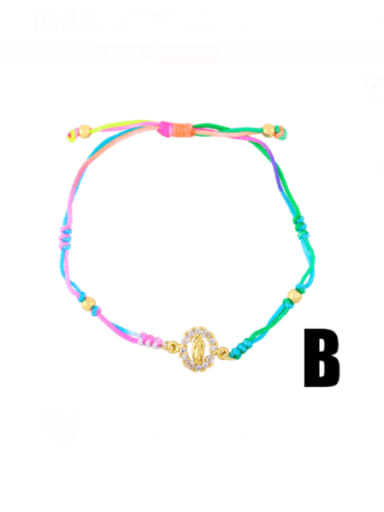B (virgin) Brass Cubic Zirconia Weave Hip Hop Adjustable Bracelet