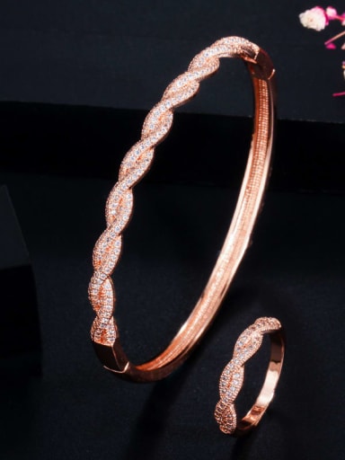 Copper Cubic Zirconia Luxury Round  Ring and Bangle Set