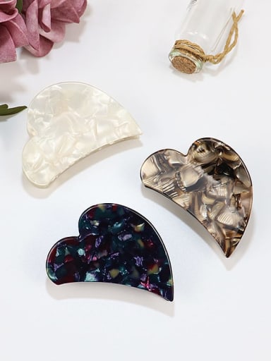 Cellulose Acetate Minimalist Heart Zinc Alloy Jaw Hair Claw