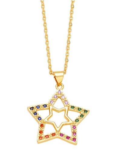 five-pointed star Brass Cubic Zirconia Ball Vintage Butterfly Pendant Necklace