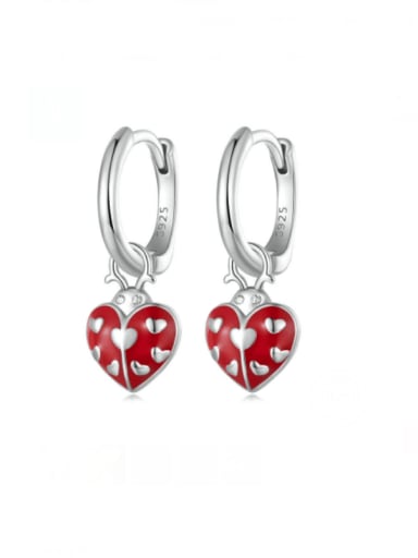 925 Sterling Silver Enamel Heart Trend Huggie Earring