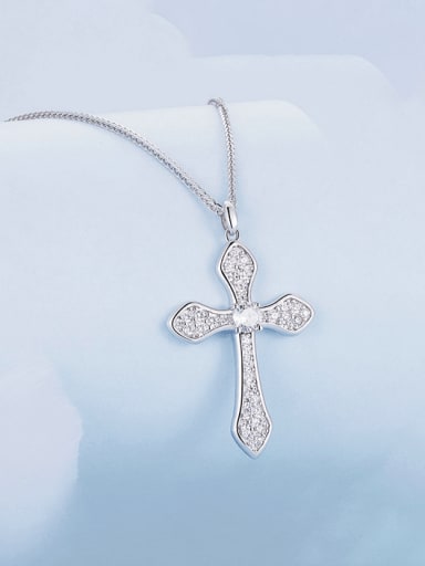925 Sterling Silver Cubic Zirconia Cross Dainty Necklace