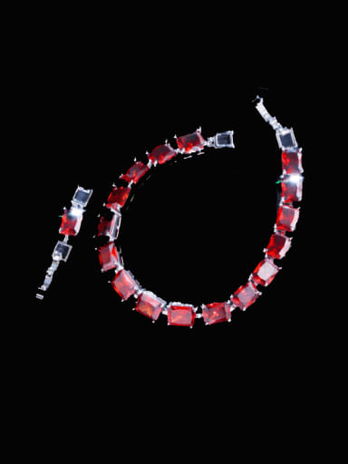 red Brass Cubic Zirconia Geometric Luxury Bracelet