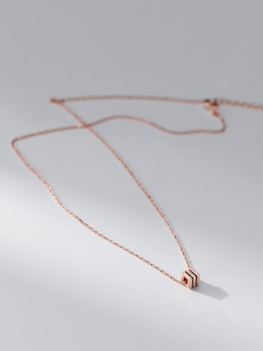 Rose Gold 925 Sterling Silver Cubic Zirconia Geometric Minimalist Necklace