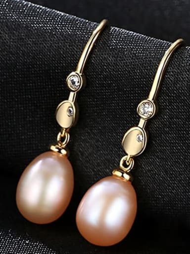 Pink 4A08 925 Sterling Silver Oval Freshwater Pearl   Minimalist Hook Earring