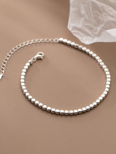 925 Sterling Silver Geometric Minimalist Beaded Bracelet
