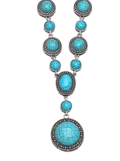 Alloy Turquoise Round Vintage Necklace