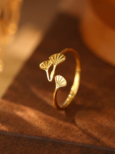 RS1140 [Gold] 925 Sterling Silver Flower Minimalist Band Ring