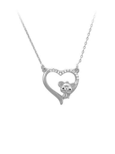 Platinum Alloy Cubic Zirconia Heart Dainty Necklace