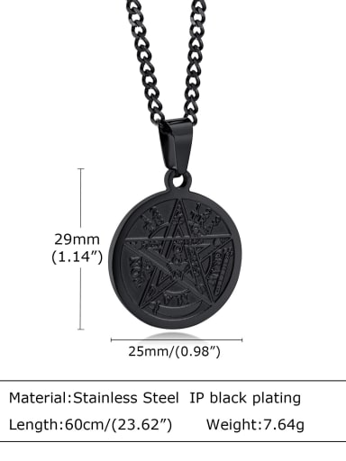 Black pendant 60CM grinding chain Stainless steel Geometric Hip Hop Necklace