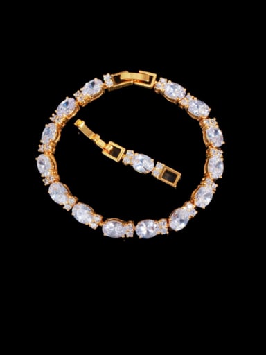 white Brass Cubic Zirconia Geometric Classic Bracelet