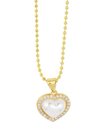 B Brass Cubic Zirconia  Trend Heart Pendant Necklace
