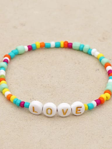QT B200135A Stainless steel MGB Bead Multi Color Letter Bohemia Stretch Bracelet