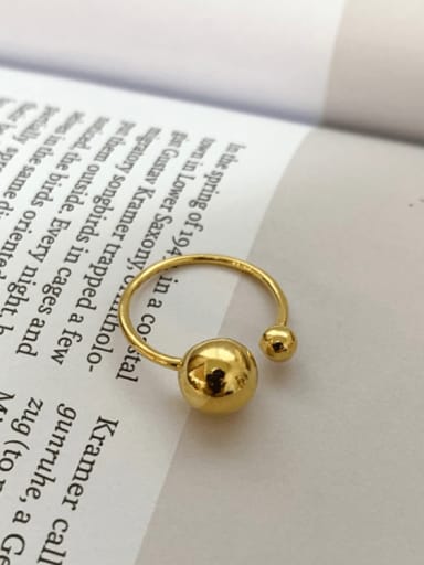golden 925 Sterling Silver Ball Minimalist  Free Size Midi Ring