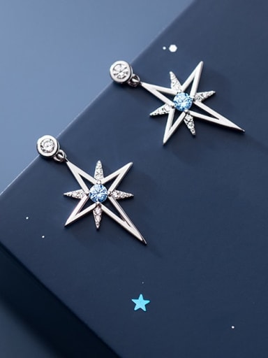 925 Sterling Silver Cubic Zirconia Star Minimalist Drop Earring