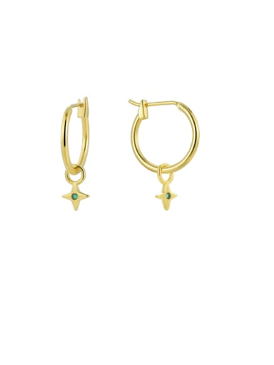 Brass Cubic Zirconia Cross Dainty Huggie Earring