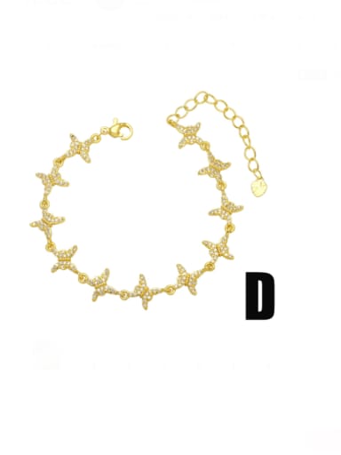 D Brass Cubic Zirconia Flower Luxury Bracelet
