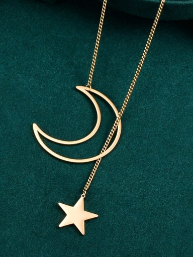 Titanium Steel Star Minimalist Moon Pendant Necklace