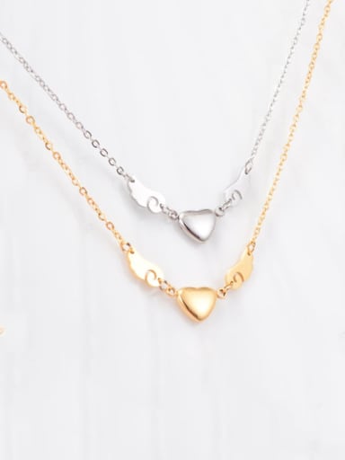 Titanium Smooth Wings Heart  Necklace