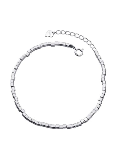 925 Sterling Silver Square Minimalist Beaded Bracelet