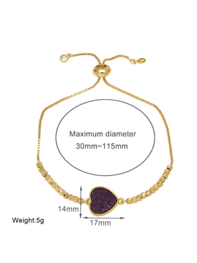 purple Brass Heart Vintage Adjustable Bracelet