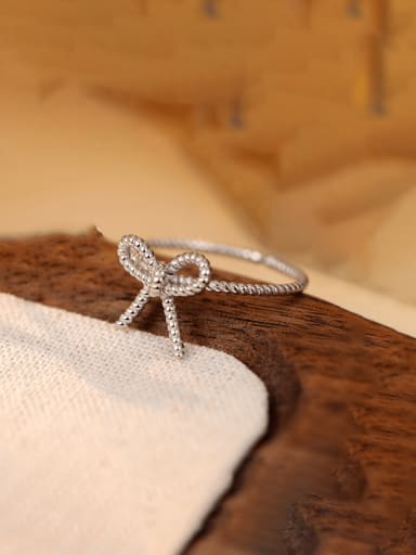 925 Sterling Silver Bowknot Cute Band Ring