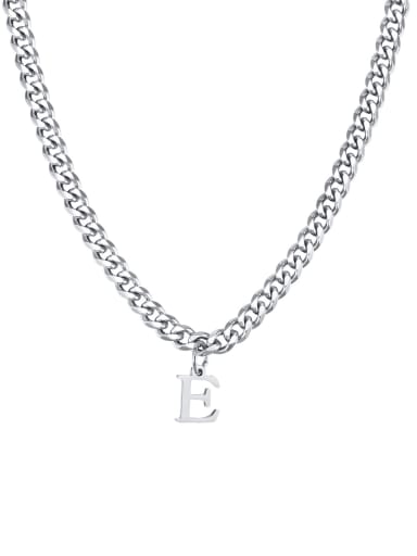 E Stainless steel Letter Hip Hop Hollow Chain Necklace