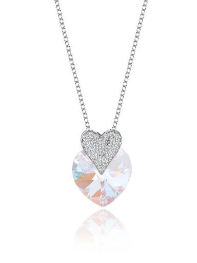 JYXZ 007 (gradient white) 925 Sterling Silver Austrian Crystal Heart Classic Necklace