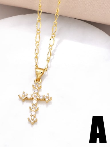 A Brass Cubic Zirconia Pentagram Trend Regligious Necklace